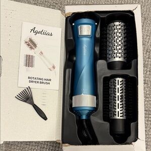 Blue Rotating Hair Dryer Brush